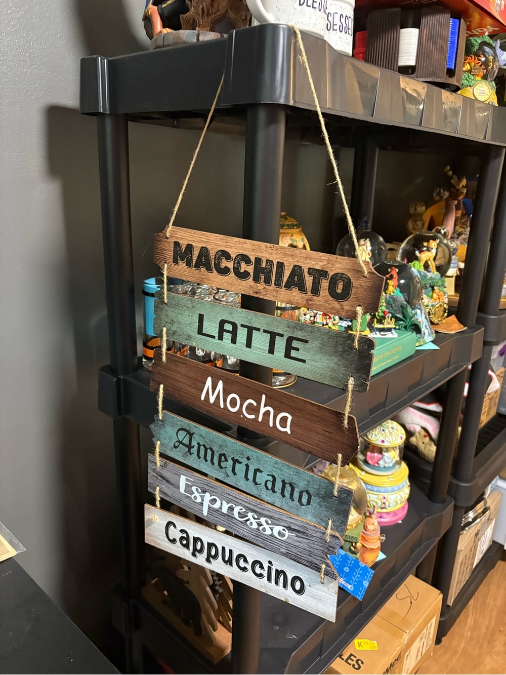 Rustic Coffee Menu Hanging Sign - Brown/Tan - Picture 3 of 5